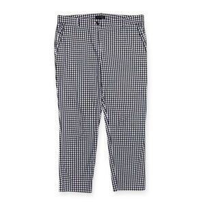 Ann Taylor Black & White Gingham Ruffle Pocket Ankle Crop Pants